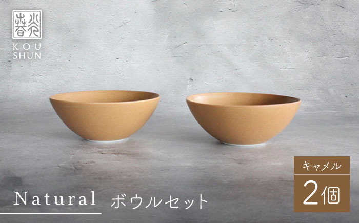 【波佐見焼】Naturalシリーズ ボウル 2個セット （キャメル） 皿 マット【光春窯】 [XD92]