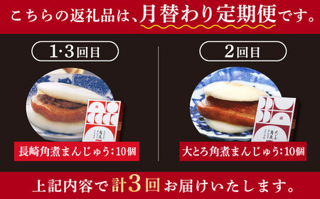 【全3回定期便】＜月替り！＞角煮まんじゅう 2種 お楽しみセット （角煮まんじゅう10個・大とろ角煮まんじゅう10個）≪小値賀町≫ 【岩崎本舗】    [DBG063]