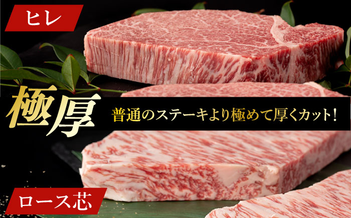 【6回定期便】 長崎和牛 極厚 プレミア ステーキ 食べ比べ セット（ ヒレ ステーキ 約240g×2枚 / ロース芯 ステーキ 約260g×2枚）《小値賀町》【深佐屋】ヒレステーキ ヒレステーキ  [DBK009]