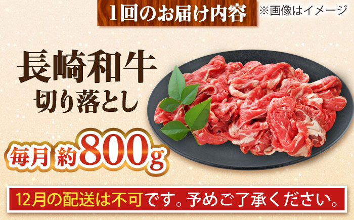 【全6回定期便】長崎和牛 切り落とし 総計4.8kg （約800g/回）【ながさき西海農業協同組合】 [DBV033] [DBV033]