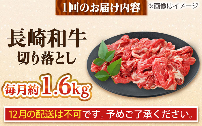 【全6回定期便】長崎和牛 切り落とし 総計9.6kg （約1.6kg/回）【ながさき西海農業協同組合】 [DBV036] [DBV036]