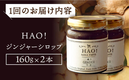 【全6回定期便】HAO！ジンジャーシロップ 2本 （160g/本)  ジンジャー 生姜 ジンジャーエール シロップ スパイス  常温  [DAA017]