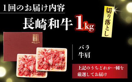 【全2回定期便】【A4～A5】長崎和牛切り落とし　1kg(500g×2p）【株式会社 MEAT PLUS】 切り落とし   [DBS053]