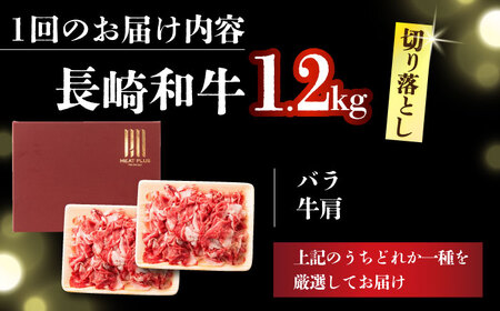 【全6回定期便】【A4～A5】長崎和牛切り落とし　1.2kg(600g×2p）【株式会社 MEAT PLUS】 切り落とし   [DBS059]