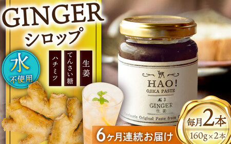 【全6回定期便】HAO！ジンジャーシロップ 2本 （160g/本)  ジンジャー 生姜 ジンジャーエール シロップ スパイス  常温  [DAA017]