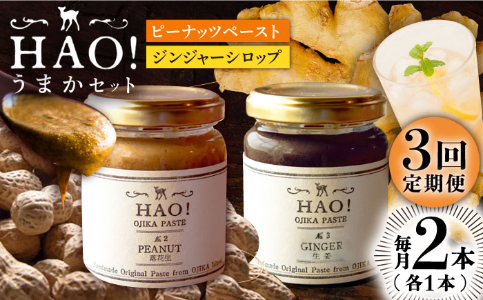 【3回定期便】＜HAO！うまかセット＞ ピーナッツペースト＆ジンジャーシロップ 計2本セット《小値賀町担い手公社》【小値賀町】濃厚 ピーナッツバター 落花生 生姜 スパイス 常温   [DAA041]