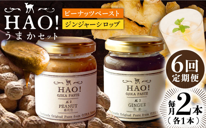 【6回定期便】＜HAO！うまかセット＞ ピーナッツペースト＆ジンジャーシロップ 計2本セット《小値賀町担い手公社》【小値賀町】濃厚 ピーナッツバター 落花生 生姜 スパイス 常温   [DAA042]