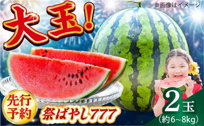 【先行予約】【小値賀町産】 大玉スイカ 2玉（約6～8kg）スイカ 長崎県産 フルーツ 果物  [DAB082]