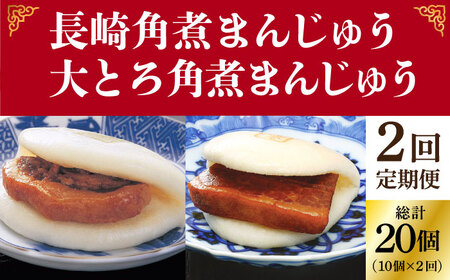 【全2回定期便】＜月替り！＞角煮まんじゅう 2種 お楽しみセット （角煮まんじゅう10個・大とろ角煮まんじゅう10個）≪小値賀町≫【岩崎本舗】角煮まん    [DBG062]