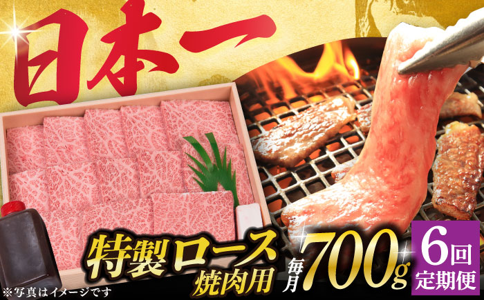 【6回定期便】 長崎和牛 A5ランク 特選ロース 極厚 焼肉 700g《小値賀町》【株式会社 OGAWA】  肉 和牛 黒毛和牛 A5 ロース 肉厚 焼き肉 焼肉用 贅沢  [DBJ013]
