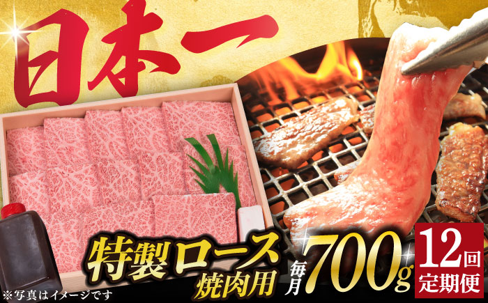 【12回定期便】 長崎和牛 A5ランク 特選ロース 極厚 焼肉 700g《小値賀町》【株式会社 OGAWA】  肉 和牛 黒毛和牛 A5 ロース 肉厚 焼き肉 焼肉用 贅沢  [DBJ014]