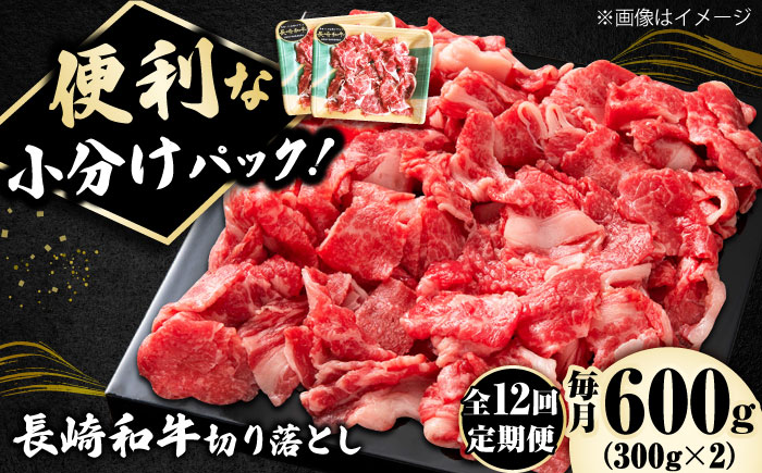 【12回定期便】小分けで使いやすい！ 長崎和牛 切り落とし 600g（300g×2） 切り落とし [DBL025]