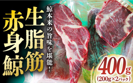 【鯨本来の旨味を堪能！】生脂筋 赤身鯨 400g（200g×2パック）《小値賀町》【 中島（鯨）商店】  鯨 クジラ肉 鯨肉 海鮮 おつまみ 鮮魚 刺身 赤身 贅沢  鯨 くじら くじら [DBM002]