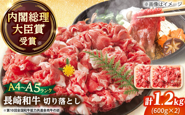 【A4～A5】長崎和牛切り落とし　1.2kg(600g×2p）【株式会社 MEAT PLUS】 切り落とし   [DBS007]