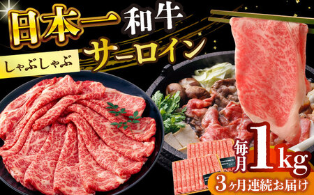 【全3回定期便】【厳選部位】【A4～A5】長崎和牛サーロインしゃぶしゃぶすき焼き用　1kg（500g×2p）【株式会社 MEAT PLUS】  [DBS106]