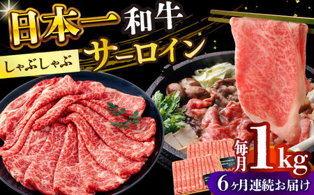 【全6回定期便】【厳選部位】【A4～A5】長崎和牛サーロインしゃぶしゃぶすき焼き用　1kg（500g×2p）【株式会社 MEAT PLUS】  [DBS107]