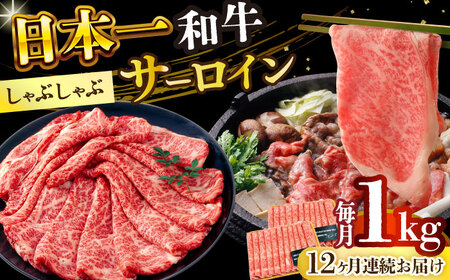 【全12回定期便】【厳選部位】【A4～A5】長崎和牛サーロインしゃぶしゃぶすき焼き用　1kg（500g×2p）【株式会社 MEAT PLUS】  [DBS108]