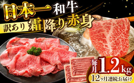 【全12回定期便】【訳あり】【A4～A5】長崎和牛赤身霜降りしゃぶしゃぶすき焼き用（肩・モモ）1.2kg(600g×2p)【株式会社 MEAT PLUS】  [DBS128]