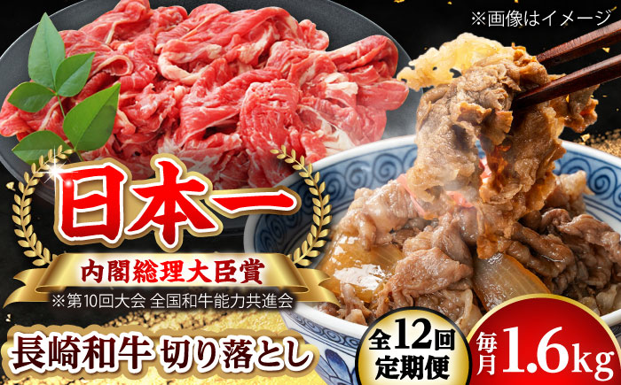 【全12回定期便】長崎和牛 切り落とし 総計19.2kg （約1.6kg/回）【ながさき西海農業協同組合】 [DBV048] [DBV048]