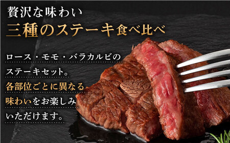 長崎和牛 出島ばらいろ ステーキ 3種盛り 【合同会社肉のマルシン】 [QBN005] [QBN005]