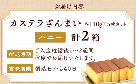 長崎 カステラ ざんまい 5枚カット×2箱 （ハニー×2） [QBL005]