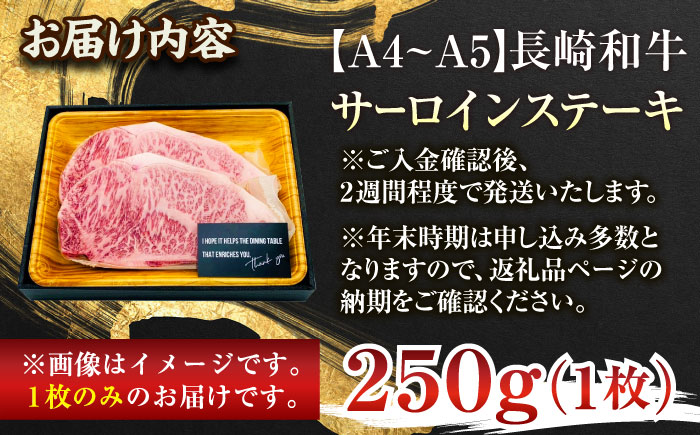 【A4～A5】長崎和牛サーロインステーキ　250g（250g×1枚）【株式会社 MEAT PLUS】 [QBS013] [QBS013]