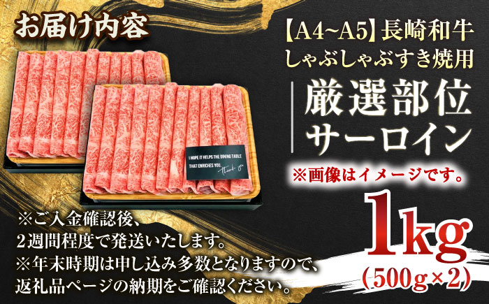 【厳選部位】【A4～A5】長崎和牛サーロインしゃぶしゃぶすき焼き用　1kg（500g×2p）【株式会社 MEAT PLUS】 [QBS019] [QBS019]
