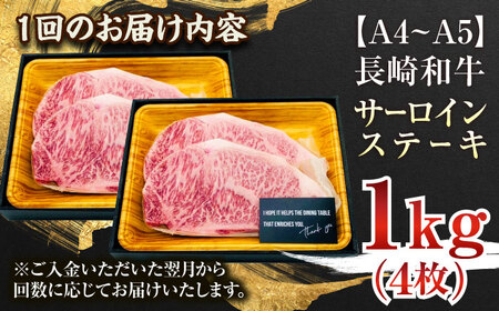 【全3回定期便】【A4～A5】長崎和牛サーロインステーキセット　1kg（250g×4枚）【株式会社 MEAT PLUS】 [QBS075] [QBS075]