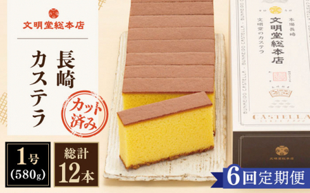 【全6回定期便】「こだわりの逸品」長崎カステラ［2号] 計12本（1号10切入×2本入/回）【文明堂総本店】 [QAU024] [QAU024]