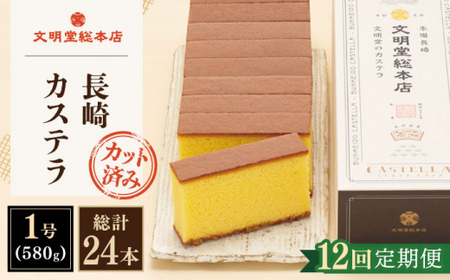 【全12回定期便】「こだわりの逸品」長崎カステラ［2号] 計24本（1号10切入×2本入/回）【文明堂総本店】 [QAU025] [QAU025]
