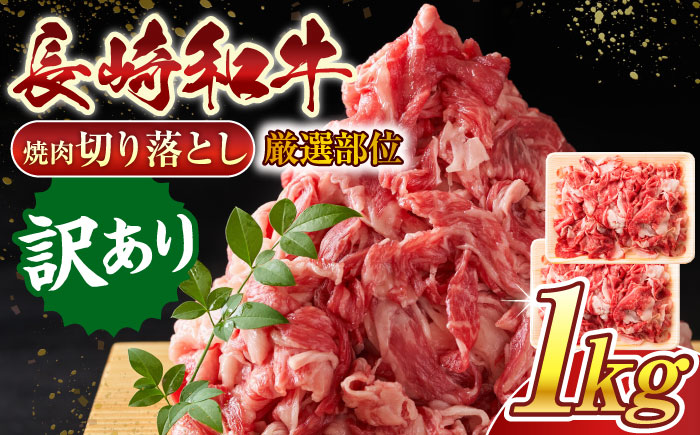 【訳あり】【A4～A5】長崎和牛焼肉切り落とし(肩ロース・バラ）　1kg（500g×2p）【株式会社 MEAT PLUS】 [QBS004 [QBS004]
