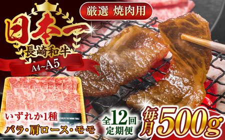 【全12回定期便】【A4～A5】長崎和牛焼肉用　500g【株式会社 MEAT PLUS】 [QBS035] [QBS035]