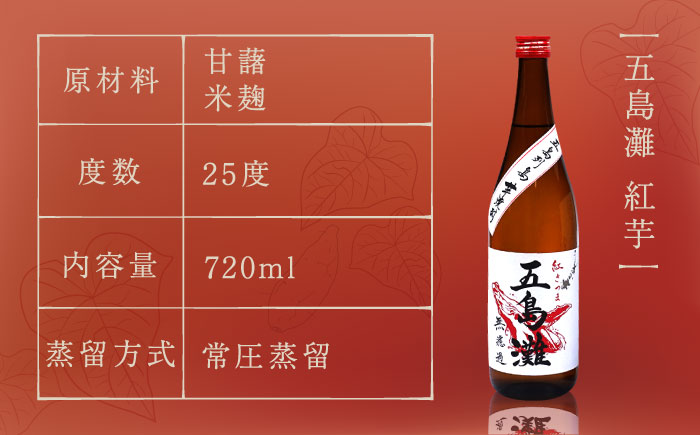 【お祝い・ギフトにぴったり！】紅白（紅芋・明治之芋）2本　セット　各720ml×1本　酒　お酒　焼酎　芋焼酎　いも　麹　五島灘　【五島灘酒造】 [RAW046]