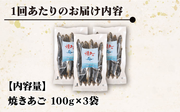 【全12回定期便】【上五島の伝統的な味をご家庭で】 厳選 無添加 焼きあご 100g×3袋 調味料 だし 【新魚目町漁業協同組合】 [RBC012]