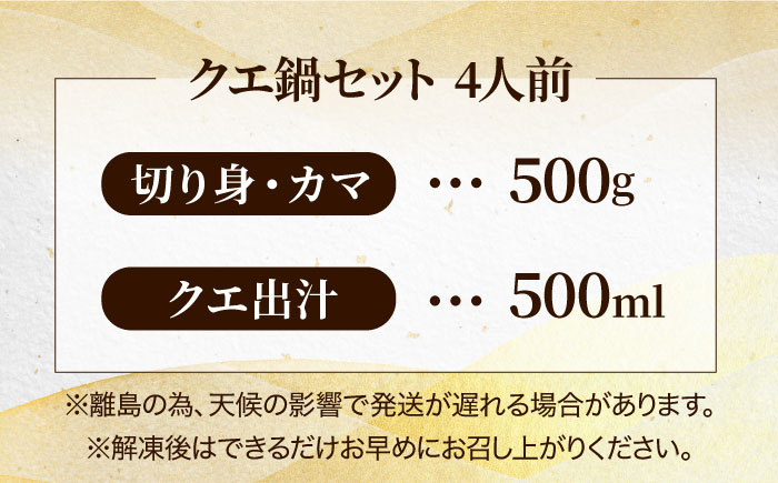 【12/18入金分まで年内発送】【さむ～い日に温まる絶品クエ鍋！】 クエ 鍋セット 4人前 鮮魚 魚介類 【豊建設株式会社】 [RAE004]