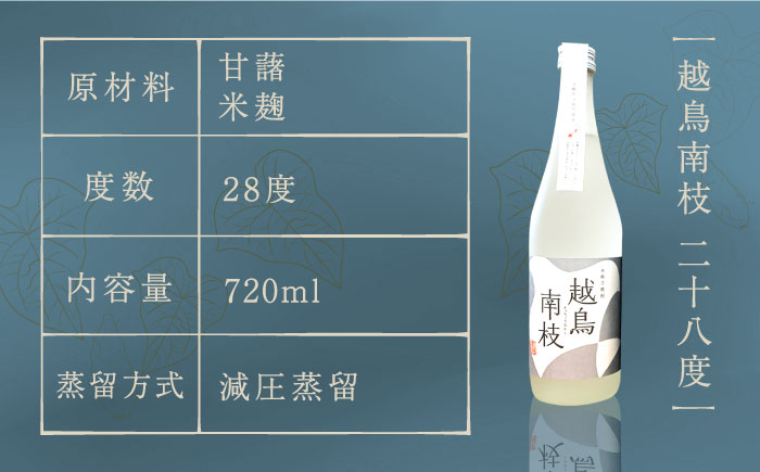 【柔らかい口当たりとフルーティーな味わい♪】 越鳥南枝 2本セット 各720ml×1本 お酒 焼酎 【五島灘酒造】 [RAW006]