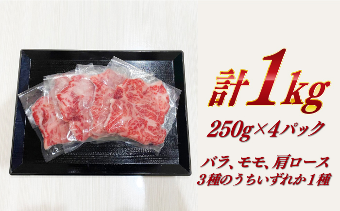 【訳あり】 長崎和牛（バラ、モモ、肩ロースのいずれか）1kg 切り落とし 250g×4P 小分け 【株式会社時愉亭】 [RCE009]