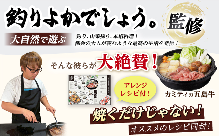 【釣りよかコラボ】 五島牛 3種盛り（あごだし醤油付き） サーロインステーキ ローススライス 切り落とし 計600g 【カミティバリュー】 [RBP089] 肉 牛肉