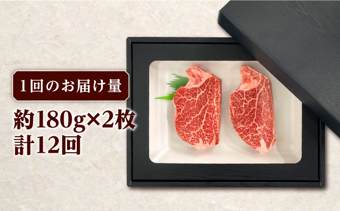 【全12回定期便】長崎和牛 ヒレ ステーキ 約180g×2枚 肉 牛肉 【肉の牛長】 [RCJ009]