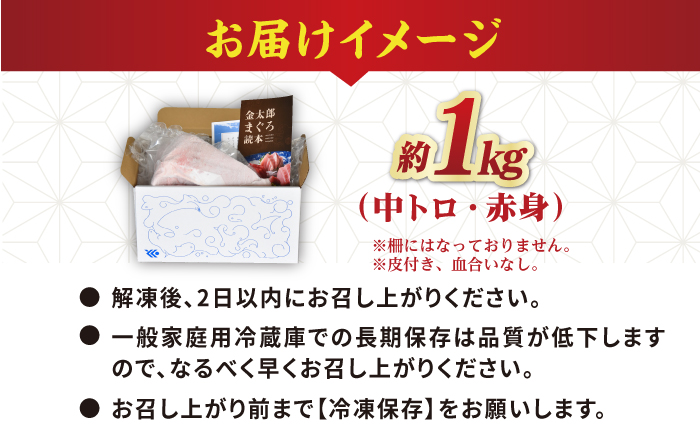 【濃厚で脂があま～い】金太郎 マグロ 冷凍 ブロック 中トロ 赤身 約1kg まぐろ 鮮魚 魚介類 【徳丸】 [RAC006]