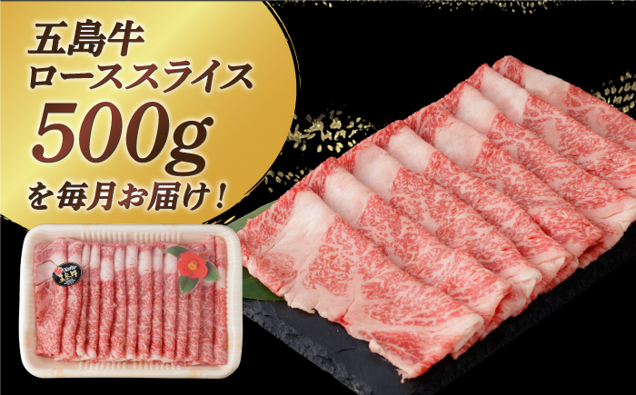 【全3回定期便】【幻の和牛！やわらかとろける♪】 五島牛 ローススライス 約500g 魚介類 鮮魚 まぐろ 【カミティバリュー】 [RBP035]