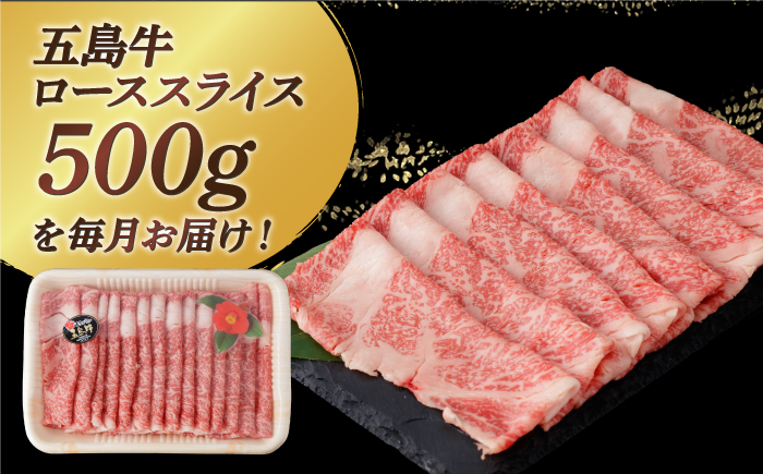 【全12回定期便】【幻の和牛！やわらかとろける♪】 五島牛 ローススライス 約500g 魚介類 鮮魚 まぐろ 【カミティバリュー】 [RBP037]