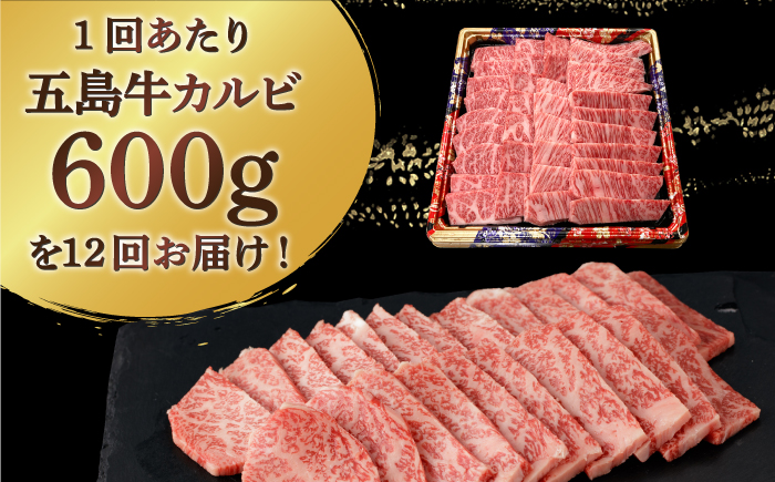 【全12回定期便】【幻の和牛！とろける肉汁がたまらない…！】 五島牛 特選 カルビ 600g 肉 牛肉 【カミティバリュー】 [RBP043]