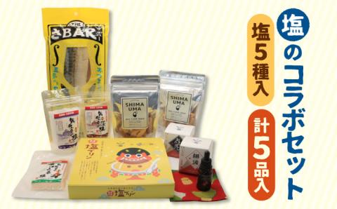 【多数の企業とコラボ実績あり】塩の楽しみ方が広がる塩コラボセット（塩、椿油、おつまみ燻製サバ、米粉かりんとう、塩プリン）【やがため】 [RBM006]