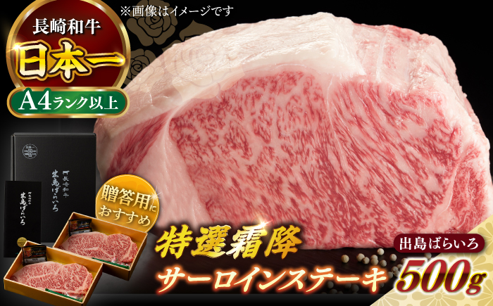 【日本一の和牛】長崎和牛 出島ばらいろ 特選霜降 サーロイン ステーキ たっぷり500g（250g×2枚） 【合同会社　肉のマルシン】 [RCI005]