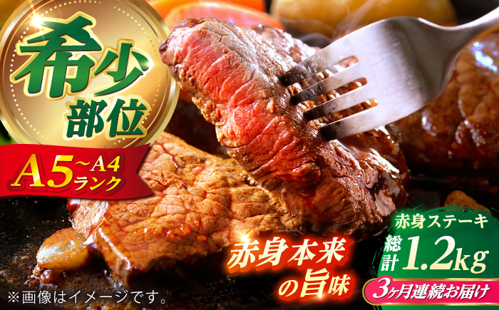 【全3回定期便】 長崎和牛 希少部位 赤身 ステーキ 200g×2 【KRAZY MEAT】?和牛 肉 牛肉 BBQ 冷凍 A5 A4 [RCQ005]
