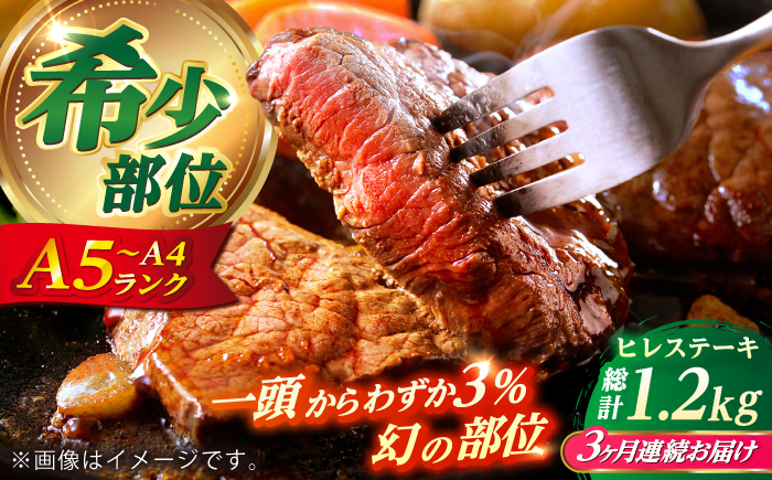 【全3回定期便】 長崎和牛 ヒレ ステーキ 200g×2 【KRAZY MEAT】 A5 A4 冷凍 和牛 肉 牛肉 BBQ [RCQ014]