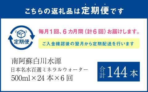 【6か月連続定期便】日本名水百選ミネラルウォーター「南阿蘇・白川水源」500ml×24本入1ケース×6ヵ月