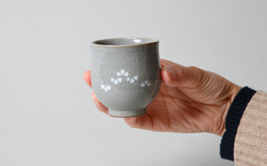 高田焼 桜象嵌夫婦湯呑 湯のみ ペア セット