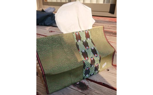 くまモン柄畳縁「ティッシュケース」 黄